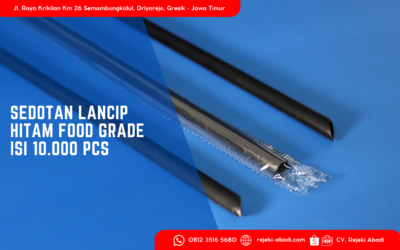 Sedotan Lancip Hitam Food Grade | Isi 10.000 Packing Kardus untuk Industri Minuman